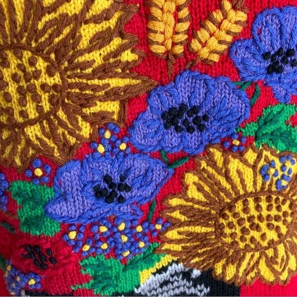 Vintage 90s Heavily Embroidered Floral Cardigan Folk Art Cottagcore Prairie S - Picture 13 of 16